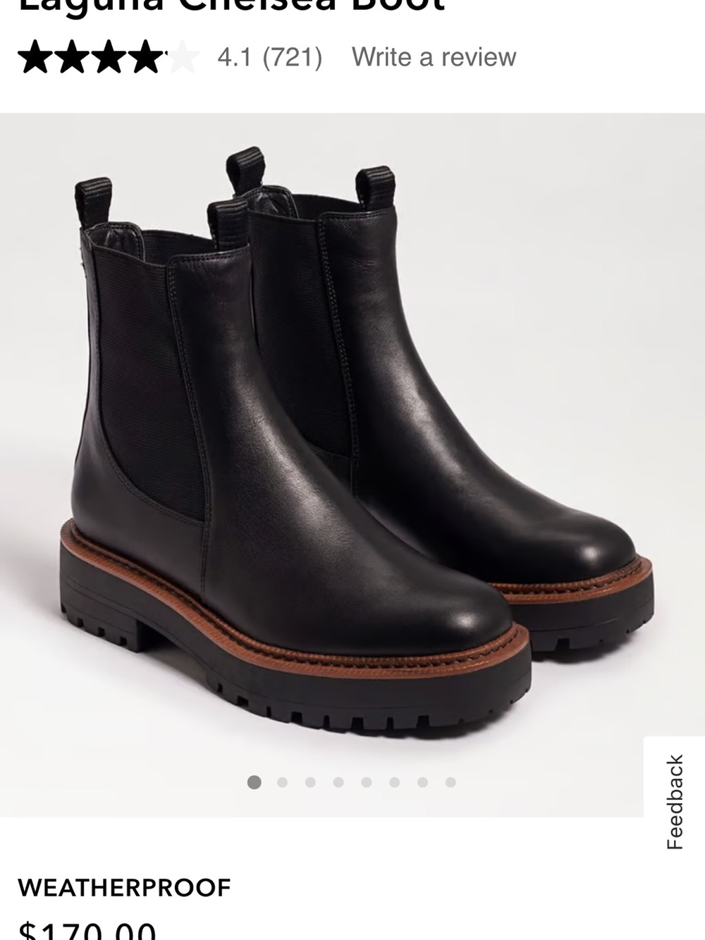 Sam Edelman Black Laguna Leather Chelsea Lug Boots with Brown Welt